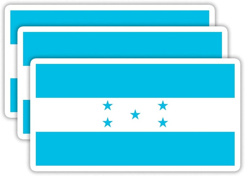 EMMACELA (3PCS) Honduras Flag stickers, Countries Flag Stickers - Waterproof Vinyl Decals For Laptops, Tumblers, Water Bottles, Books, Scrapbooks, Size 3 x 1.6 Inch - Image 1